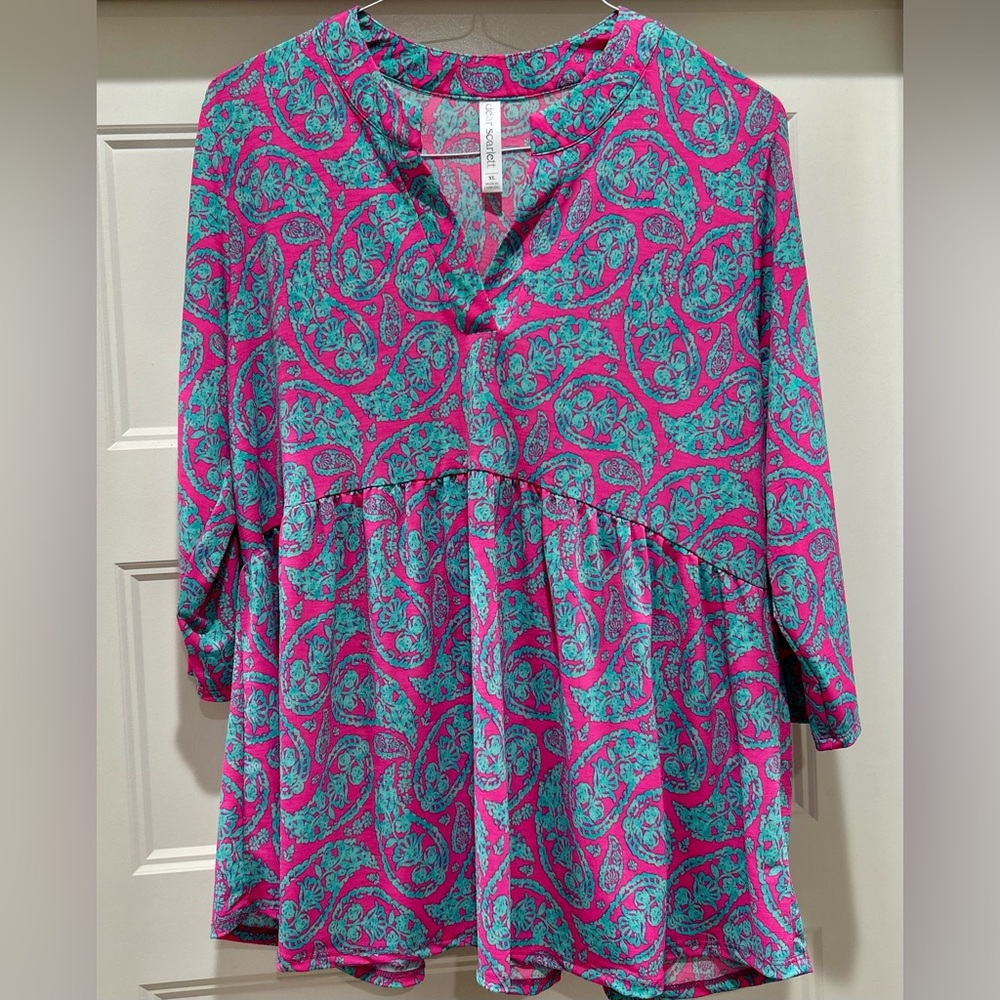 Scarlett Pink and Teal Paisley Top